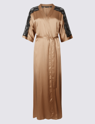 Pure Silk Tie Front Wrap Dressing Gown
