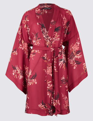 Satin Floral Print Dressing Gown