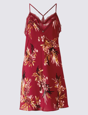 Satin Floral Print Chemise