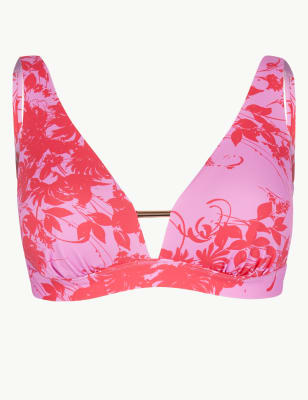 Floral Print Non Wired Plunge Bikini Top Rosie M S