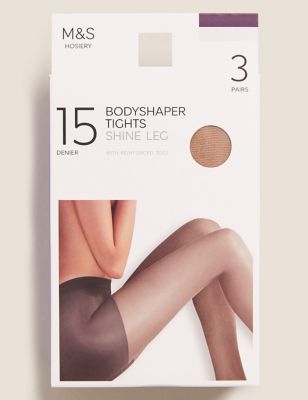 

Womens M&S Collection 3pk 15 Denier Body Shaping Tights - Natural Tan, Natural Tan