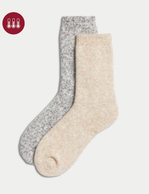 

Womens M&S Collection 2pk Heavyweight Thermal Boot Socks - Oatmeal Mix, Oatmeal Mix