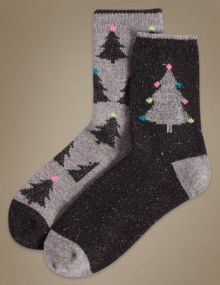 2 Pair Pack Thermal Ankle High Socks