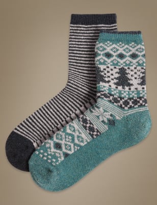 2 Pair Pack Thermal Ankle High Socks