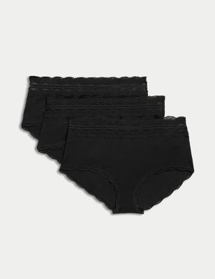 

Womens M&S Collection 3pk Cotton Rich High Rise Shorts - Black, Black