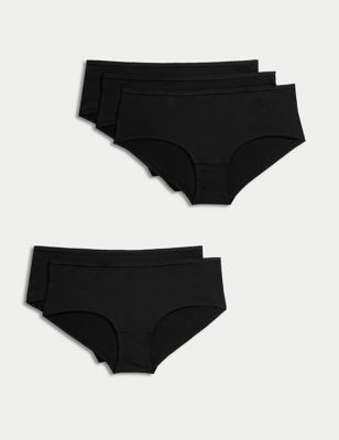 

Womens M&S Collection 5pk Cotton Rich Lycra® Low Rise Shorts - Black, Black