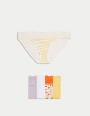 

Womens M&S Collection 5pk Cotton Blend Printed Bikini Knickers - Sunshine, Sunshine