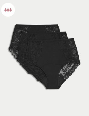 

Womens M&S Collection 3pk Heavy Absorbency Period Full Briefs - Black, Black