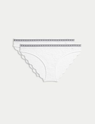 

Womens B by Boutique 2pk Cleo Lace Bikini Knickers - White, White