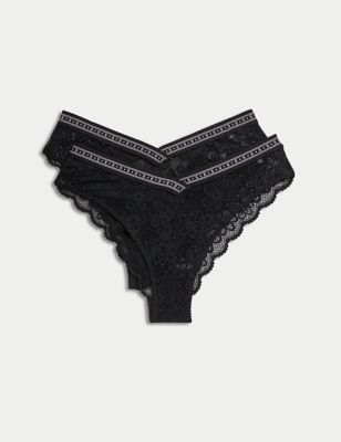 

Womens B by Boutique 2pk Cleo Lace Miami Knickers - Black, Black