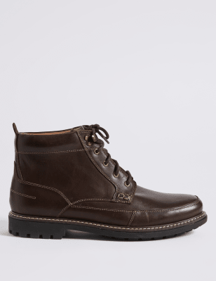 Big & Tall Leather Mudguard Lace-up Boots