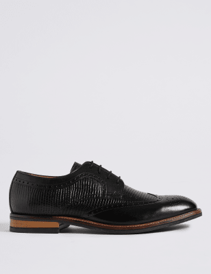 Leather Contrast Sole Brogue Shoes