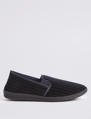 Velour Striped Slippers