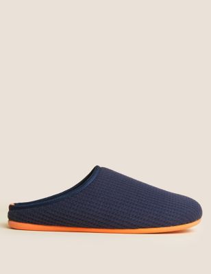 

Mens M&S Collection Cotton Waffle Mule Slippers with Freshfeet™ - Navy, Navy