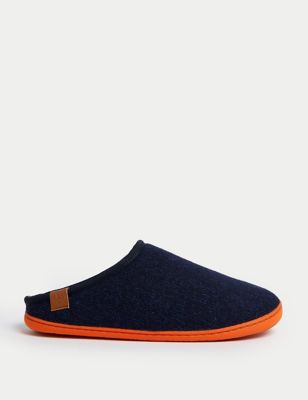 

Mens M&S Collection Fleece Lined Mule Slippers with Freshfeet™ - Navy Mix, Navy Mix