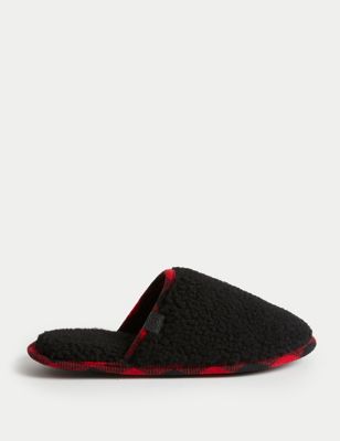 

Mens M&S Collection Fleece Lined Mule Slippers with Freshfeet™ - Black, Black