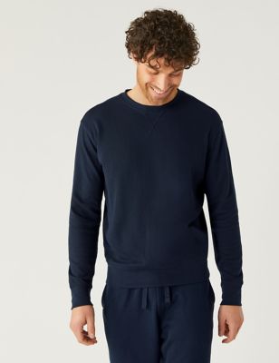 

Mens M&S Collection Cotton Supersoft Waffle Loungewear Sweatshirt - Dark Navy, Dark Navy