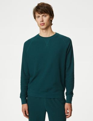 

Mens M&S Collection Pure Cotton Waffle Loungewear Sweatshirt - Dark Green, Dark Green