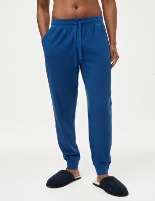 

Mens M&S Collection Pure Cotton Waffle Jogger Bottoms - Bright Blue, Bright Blue