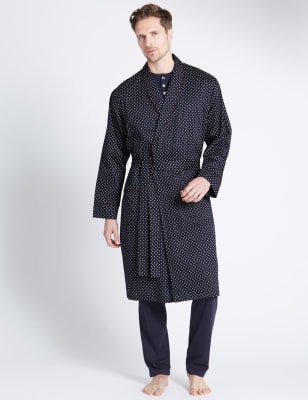 Pure Cotton Printed Dressing Gown with Belt