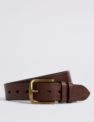 Leather Tumbled Denim Belt