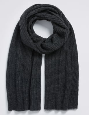 Pure Cashmere Knitted Rib Scarf