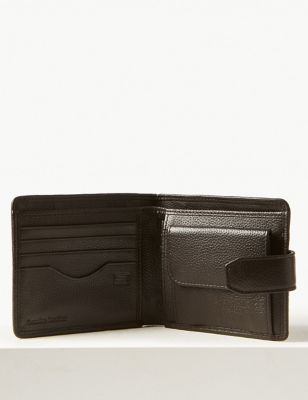 Leather Classic Bi Fold Coin Wallet with Cardsafe™ | M&S