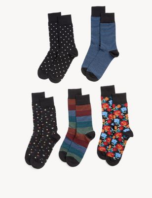 

Mens M&S Collection 5pk Cool & Fresh™ Assorted Cotton Rich Socks - Black Mix, Black Mix