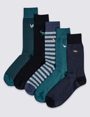5 Pairs of Cool & Freshfeet&trade; Embroidery Socks