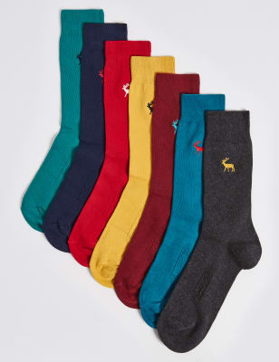 7 Pairs of Cool & Freshfeet&trade; Embroidered Socks