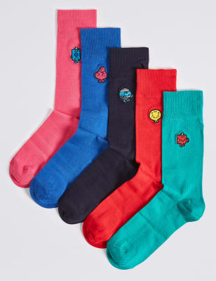 5 Pairs of Mr Men Embroidered Socks