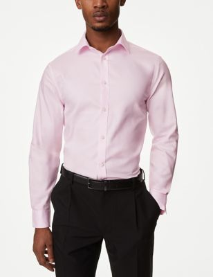 

Mens M&S Collection Slim Fit Non Iron Pure Cotton Twill Shirt - Light Pink, Light Pink
