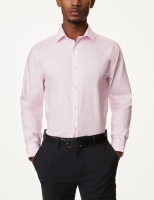 

Mens M&S Collection Regular Fit Non Iron Pure Cotton Twill Shirt - Light Pink, Light Pink