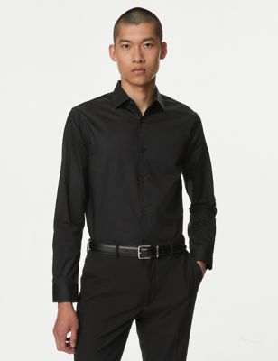 

Mens M&S Collection Regular Fit Easy Iron Pure Cotton Shirt - Black, Black