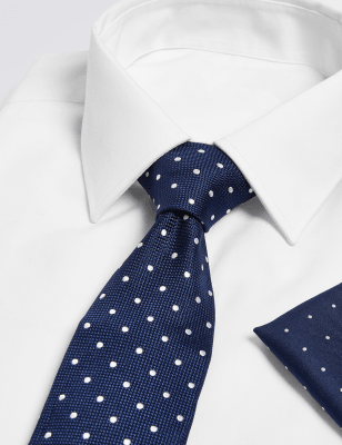 Pure Silk Spotted Tie & Pocket Square Set