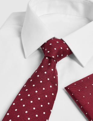 Pure Silk Spotted Tie & Pocket Square Set