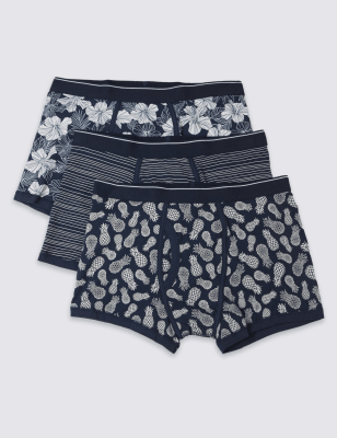 3 Pack Cotton Rich Stretch Assorted Trunks