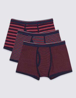 3 Pack Cotton Rich Striped Trunks