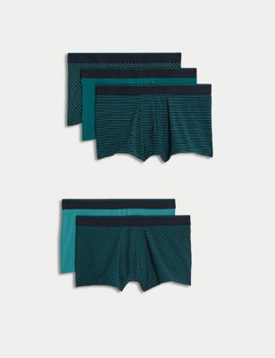 

Mens M&S Collection 5pk Cotton Rich Cool & Fresh™ Hipsters - Teal Mix, Teal Mix