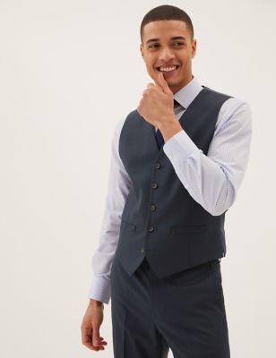 

Mens M&S Collection Navy Tailored Fit Waistcoat with Stretch, Navy