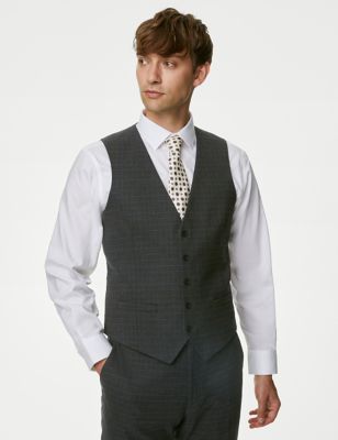 

Mens M&S Collection Regular Fit Prince of Wales Check Waistcoat - Navy, Navy