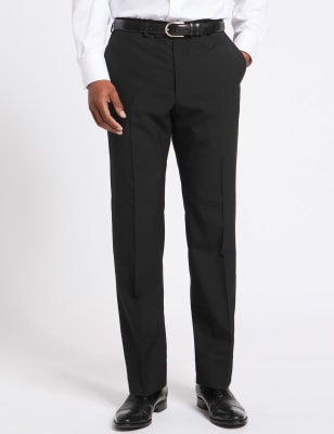 Black Regular Fit Wool Trousers