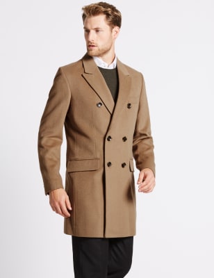 Wool Blend Double Breasted Coat
