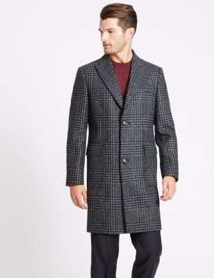 Pure Wool Peak Collar Overcoat