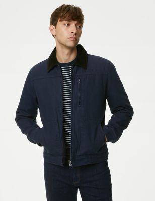 

Mens M&S Collection Pure Cotton Borg Lined Utility Jacket - Navy, Navy