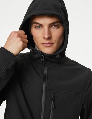 

Mens M&S Collection Softshell Hooded Jacket with Stormwear™ - Black, Black