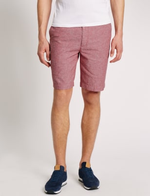 Linen Blend Chambray Chino Shorts