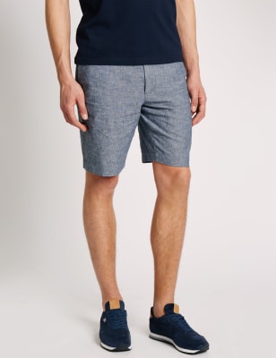 Linen Blend Chambray Chino Shorts