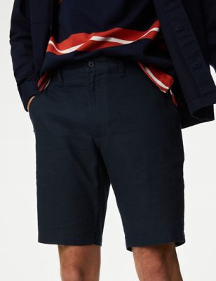 

Mens M&S Collection Linen Rich Chino Shorts - Dark Navy, Dark Navy