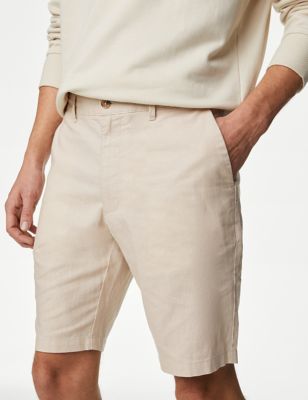 

Mens M&S Collection Linen Rich Chino Shorts - Stone, Stone